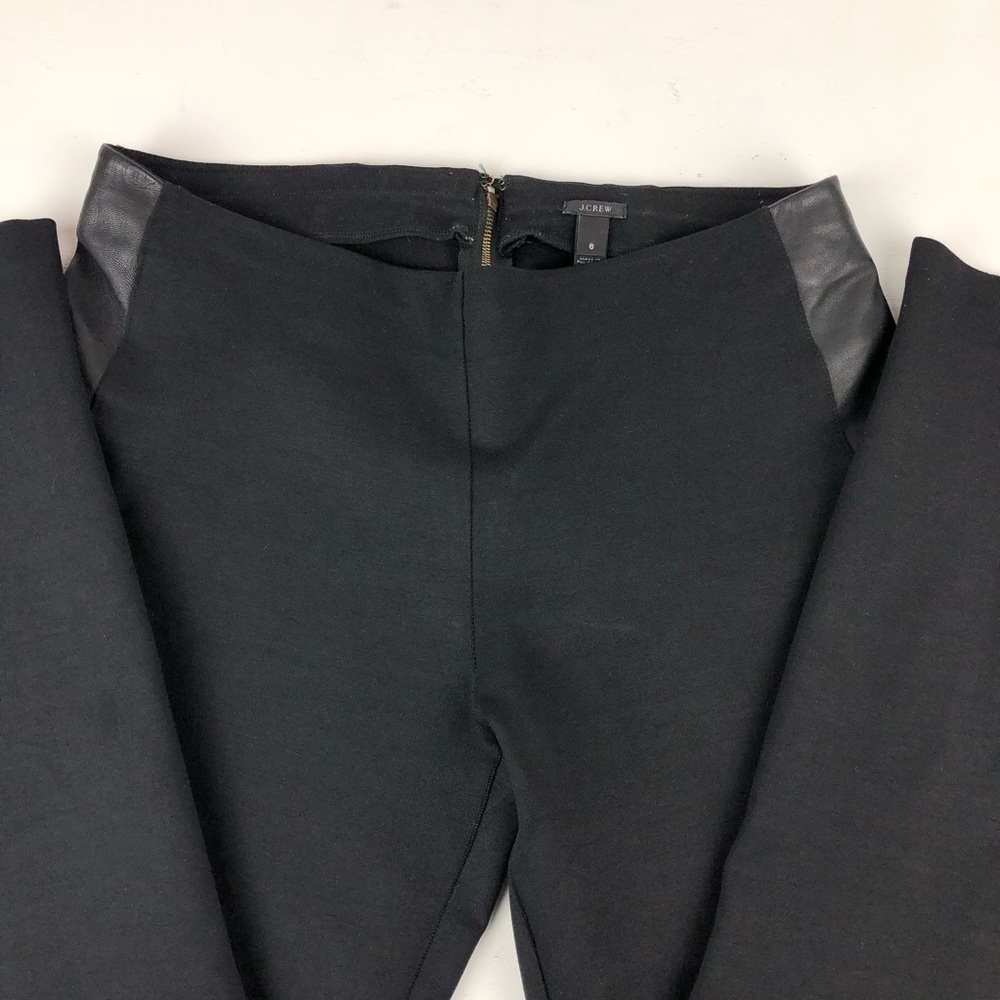 ✅ SOLD! J.Crew Black Leggings with Genuine Leather Trim - Size 6 - Picture 2 of 16